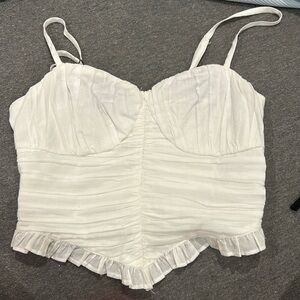 Social Tourist - White Cotton Ruffled Tank - Size XS